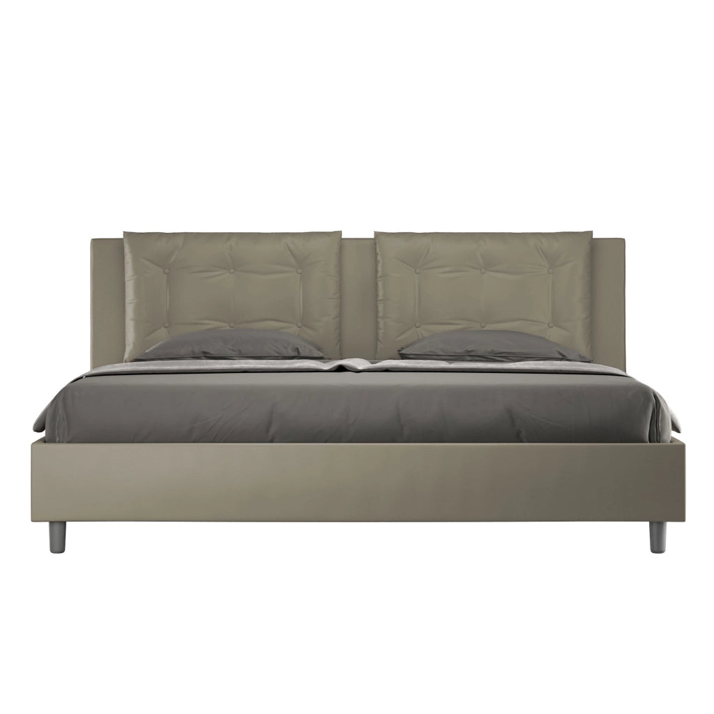 BS COM Letto matrimoniale king size contenitore imbottito 200x210 similpelle cappuccino