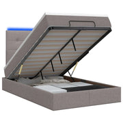 Letto Ottomano con Materasso e LED Tortora 120 x 200 cm Tessuto 3458066