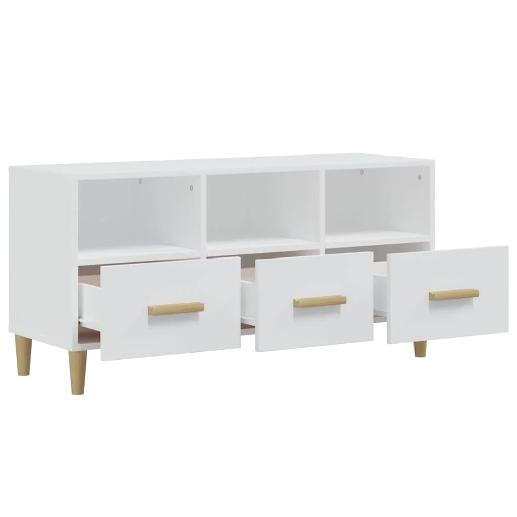 Mobile TV multimediale mensola TV credenza TV sala da pranzo soggiorno camera da letto finitura lucida 102 x 36 x 50 cm legno ingegnerizzato bianco 02_0026997