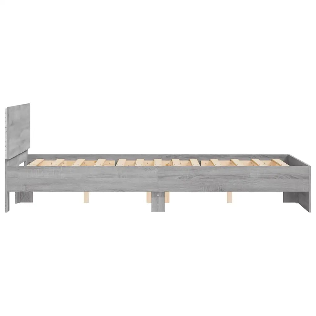 Giroletto con Testiera e LED Grigio Sonoma 140x200 cm