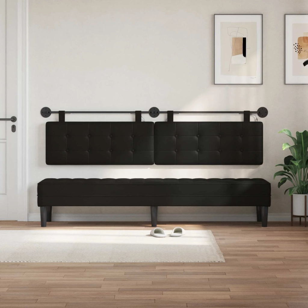 Testiera | Testata sospesa Con luce LED Nero Similpelle