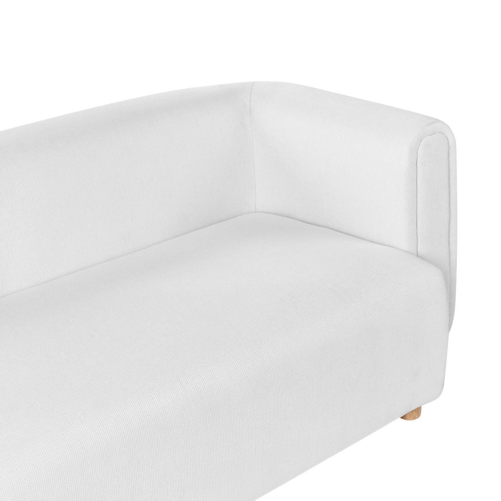 Divano a 2 posti in tessuto Bianco Gambe in legno di gomma Tessuto intrecciato Moderno