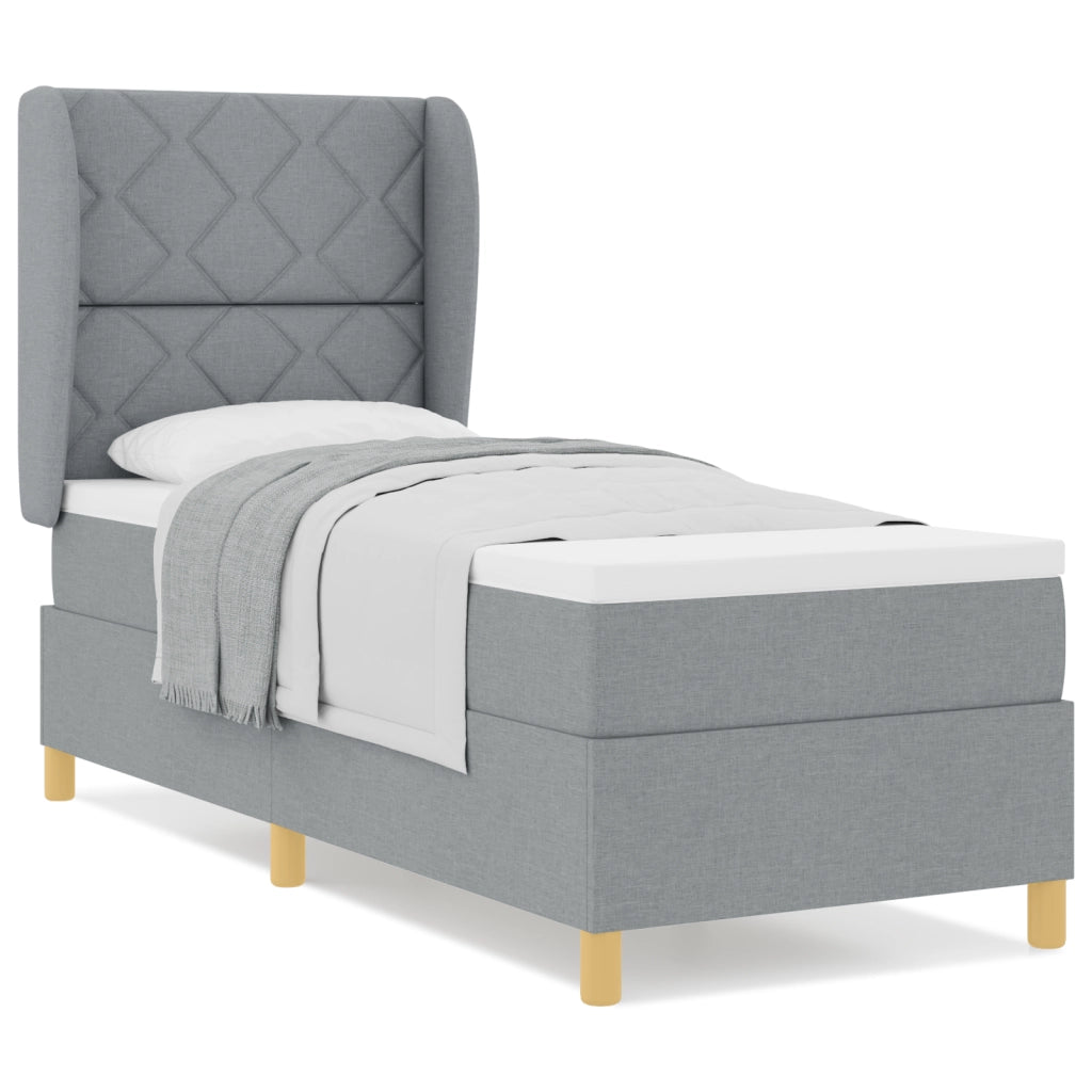 Letto a Box con Materasso Grigio Chiaro 80x200 cm Tessuto