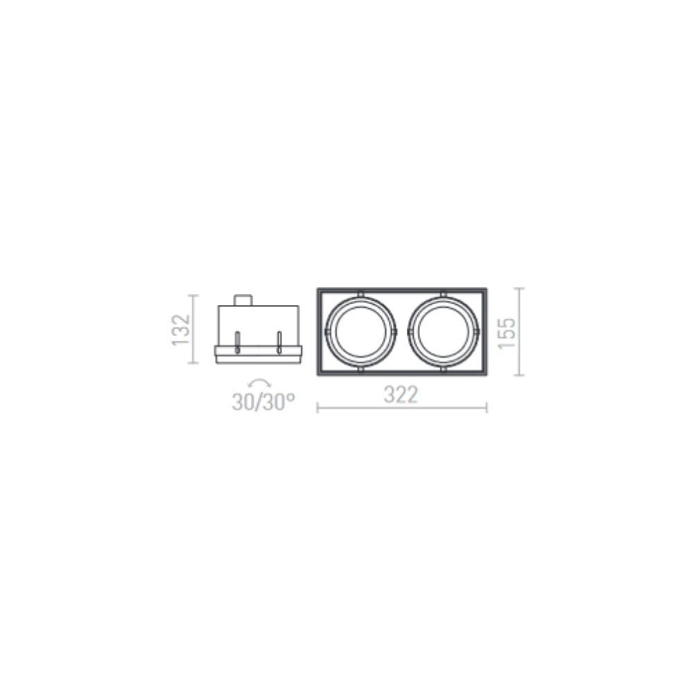 Faretto ELECTRA II nero 12V G53 2x50W