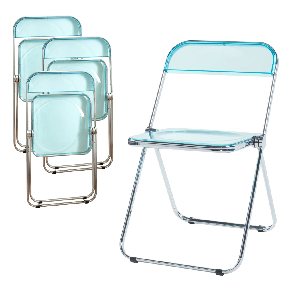 Set di 4 sedie pieghevoli da campeggio 74 x 46 x 47 cm azzurro trasparente 03_0009846