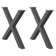 Set di 2 gambe per tavolo da pranzo a forma di X 90 x 73 cm con piedini regolabili design moderno acciaio antracite 02_0057258
