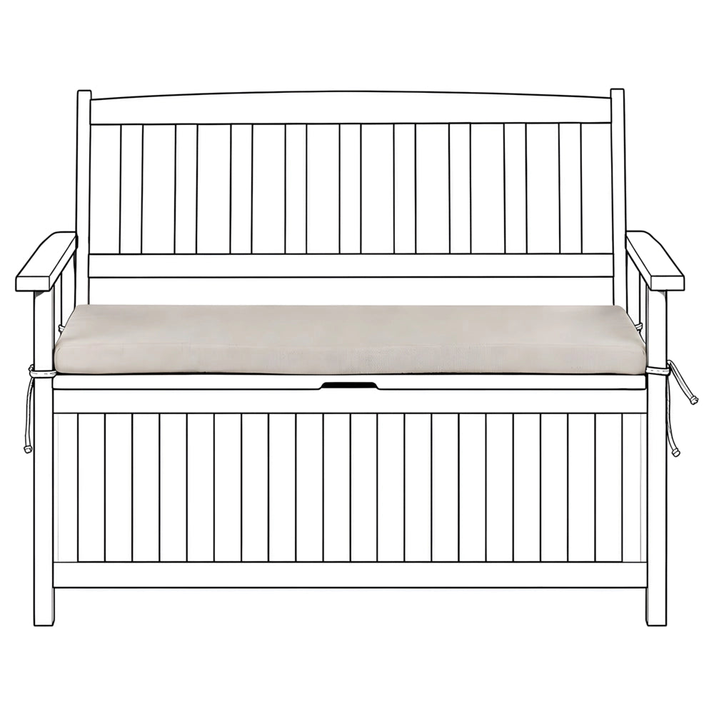 Cuscino per panche da esterno con lacci e rivestimento sfoderabile in tessuto beige con lacci, resistenti ai raggi UV e idrorepellenti