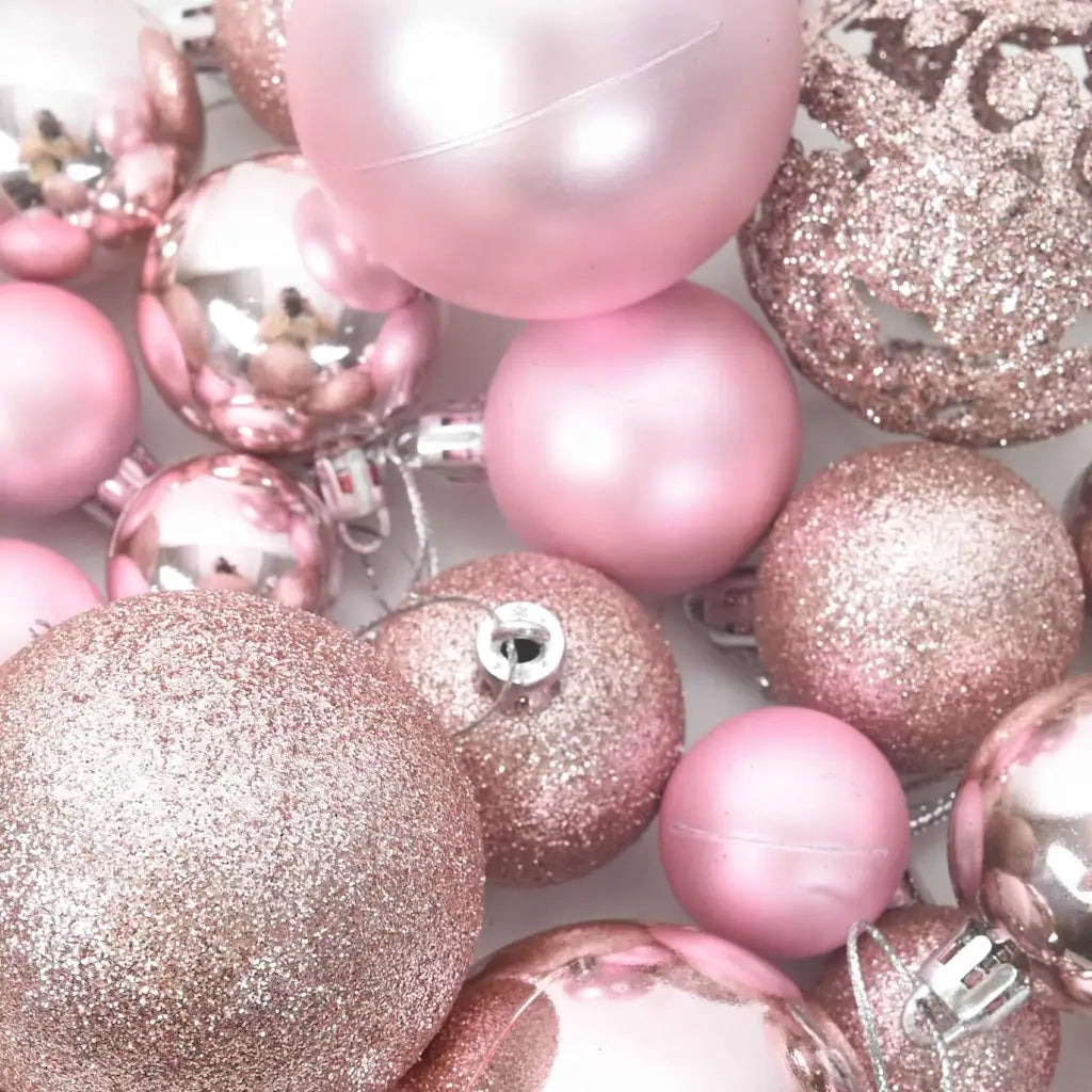 Set Palline di Natale 111 pz Rosa in Polistirene 356117