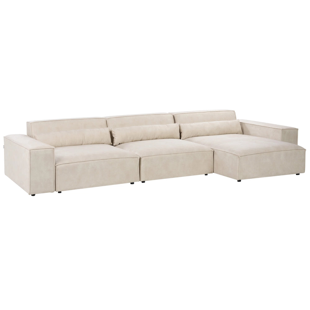 Divano angolare modulare a 3 posti a sinistra Divano componibile in velluto beige con gambe nere Soggiorno moderno