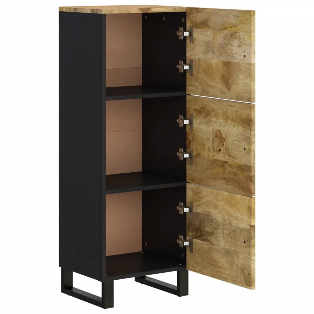 Credenza con 3 Ante-Buffet-Armadio da cucina 40x33x110 cm Legno Massello Mango e Ferro