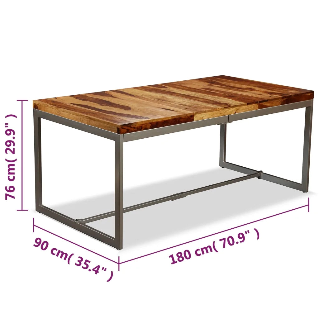 Tavolo da Pranzo in Legno Massello di Acacia e Acciaio 180 cm 244797