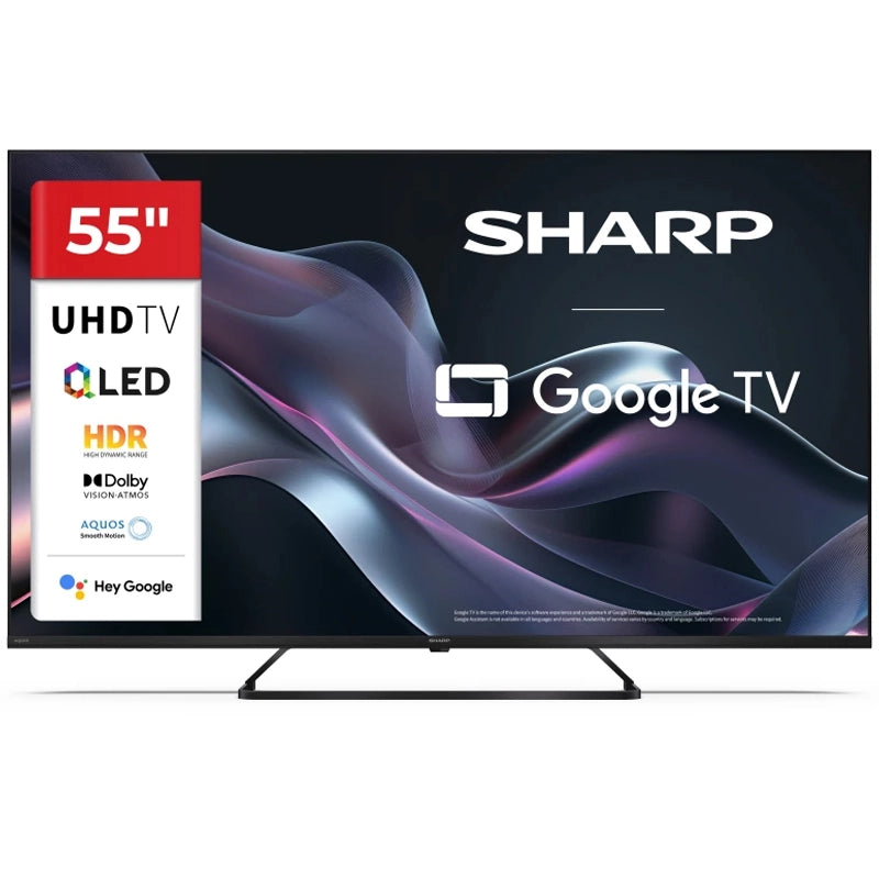 SHARP 55HP6265E - 55" GOOGLE TV QLED 4K - FRAMELESS - HDR - AUDIO HARMAN KARDON - IT - PIEDE CENTRALE