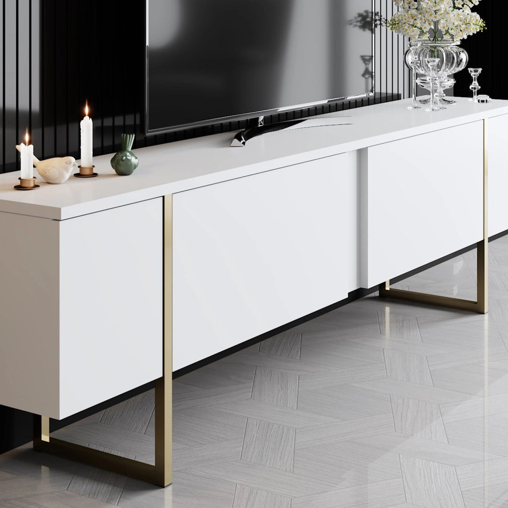Porta TV in legno "Luxe" - 180 x 30 x 50 cm - Oro bianco