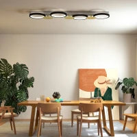 Lampada da Soffitto Dimmerabile con 4 Fari Telecomando Modalità Scena 1500 lm 38 W 3000K-6500K Nero e Dorato