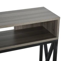 Tavolo Consolle Stile Vintage Industriale con 3 Ripiani e Telaio in Metallo, Grigio e Nero, 120x23.5x75cm