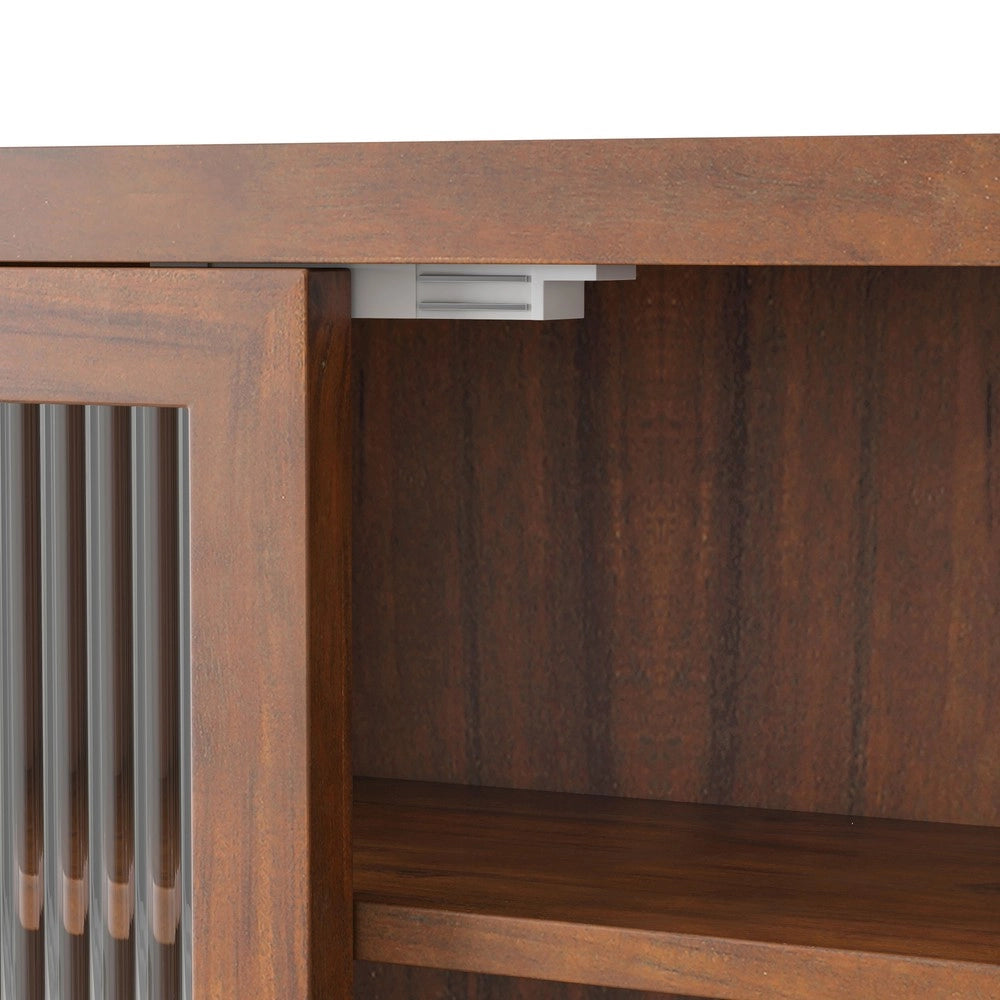 Armadietto da Bagno con Ante in Vetro e Portasalviette ¨C MINIMAL ¨C Legno Marrone 63cm