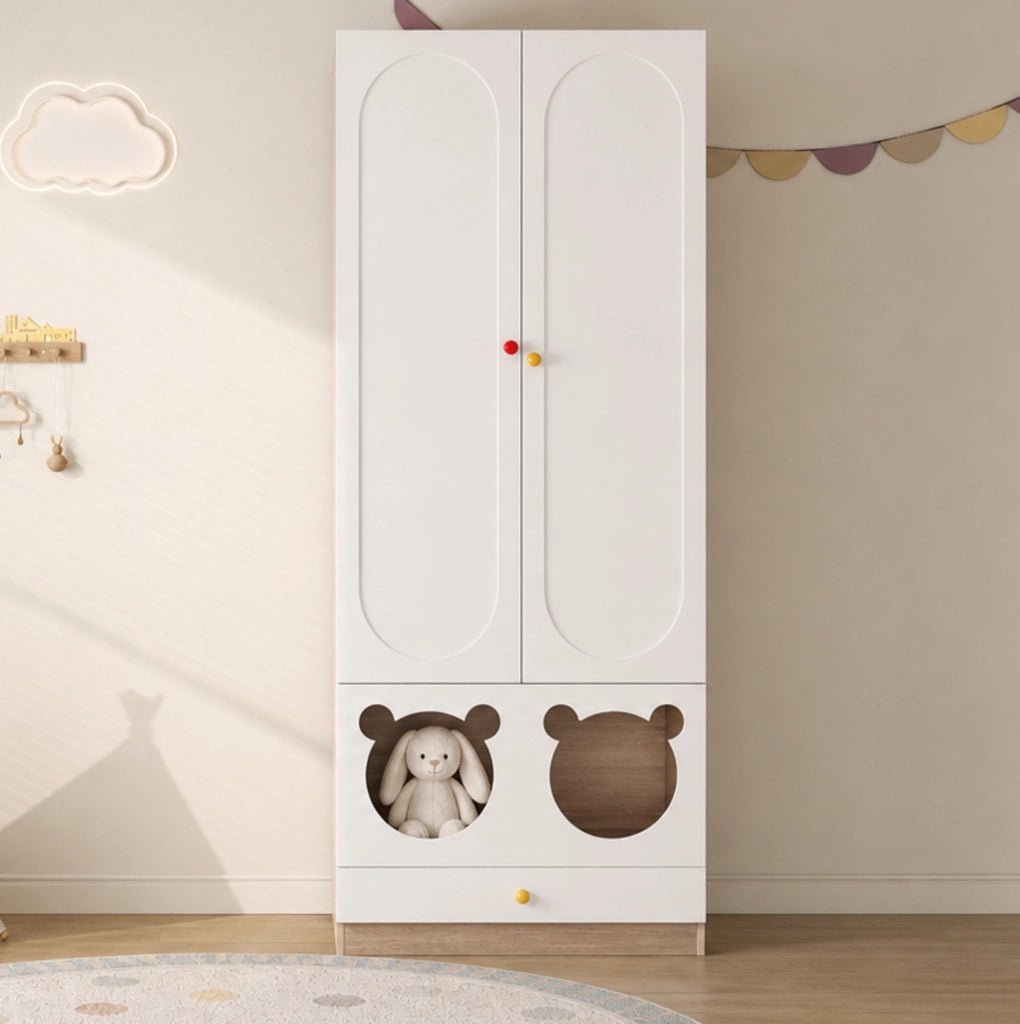 Armadio per bambini a 2 ante 80 × 50 × 200 cm bianco e legno