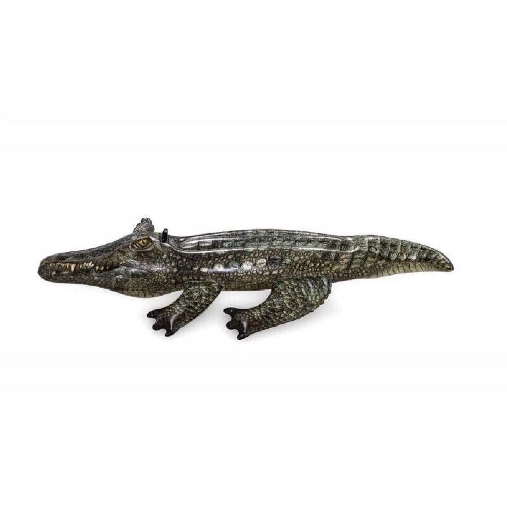 Trade Shop - Cavalcabile Coccodrillo 193x94 Cm Galleggiante Gonfiabile Piscina Maniglia 41478 -