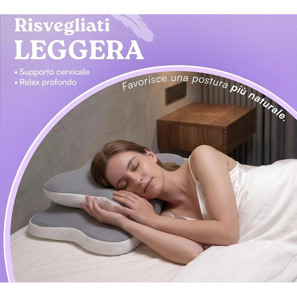 Trade Shop - Cuscino Cervicale Per Dormire Supporto Collo Spalle Design Ortopedico Federa Traspirante -
