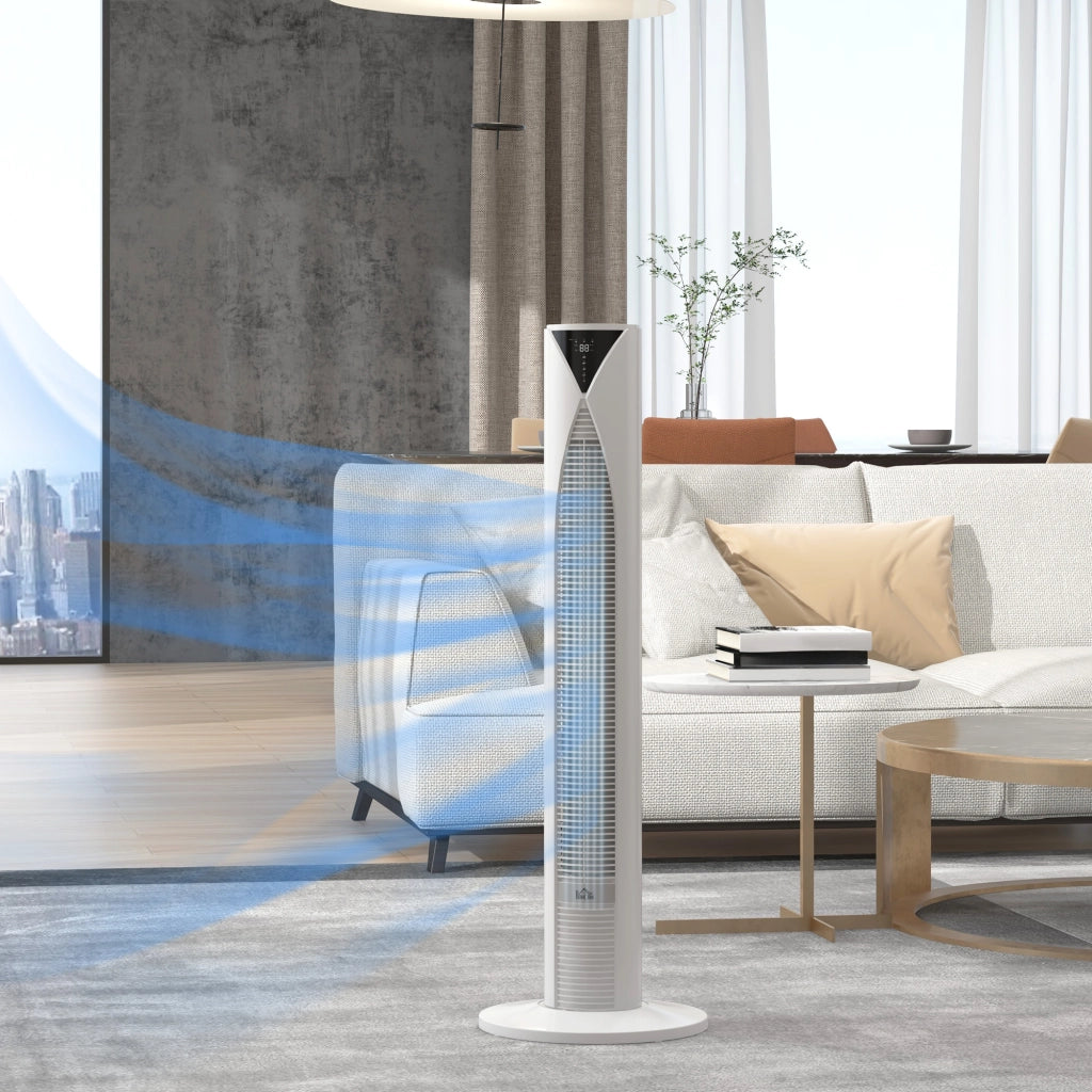 Ventilatore a torre oscillante con telecomando 4 modalit¨¤ 3 velocit¨¤ timer ¨C zephmum ¨C 31.5x31.5x96 cm bianco