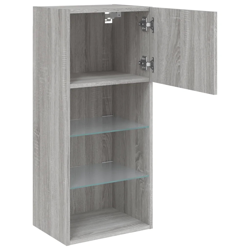 Mobile TV con Luci LED-Credenza TV-Console TV Grigio Sonoma 40,5x30x90 cm