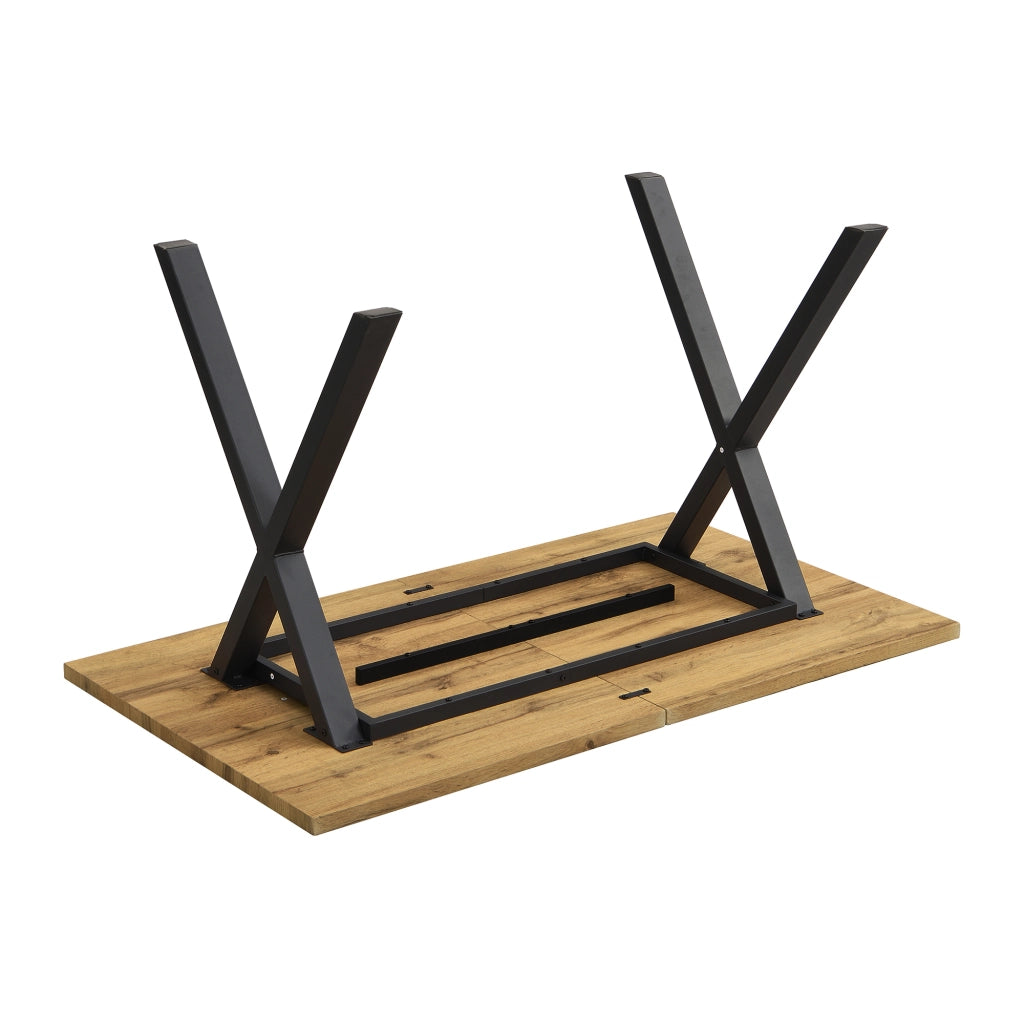 Tavolo da Pranzo Rettangolare con Gambe Incrociate ¨C Xylo ¨C Rovere/Nero 140x80x76