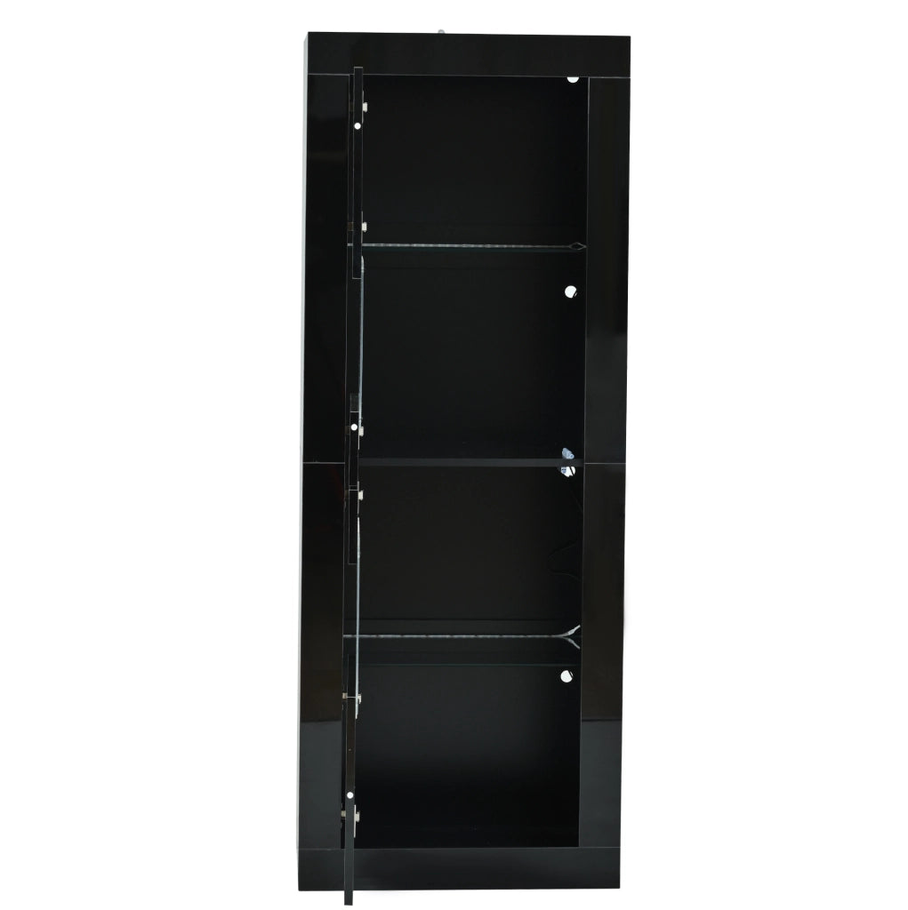Vetrina a pavimento nera con LED e ripiani in vetro 61x42x162 cm