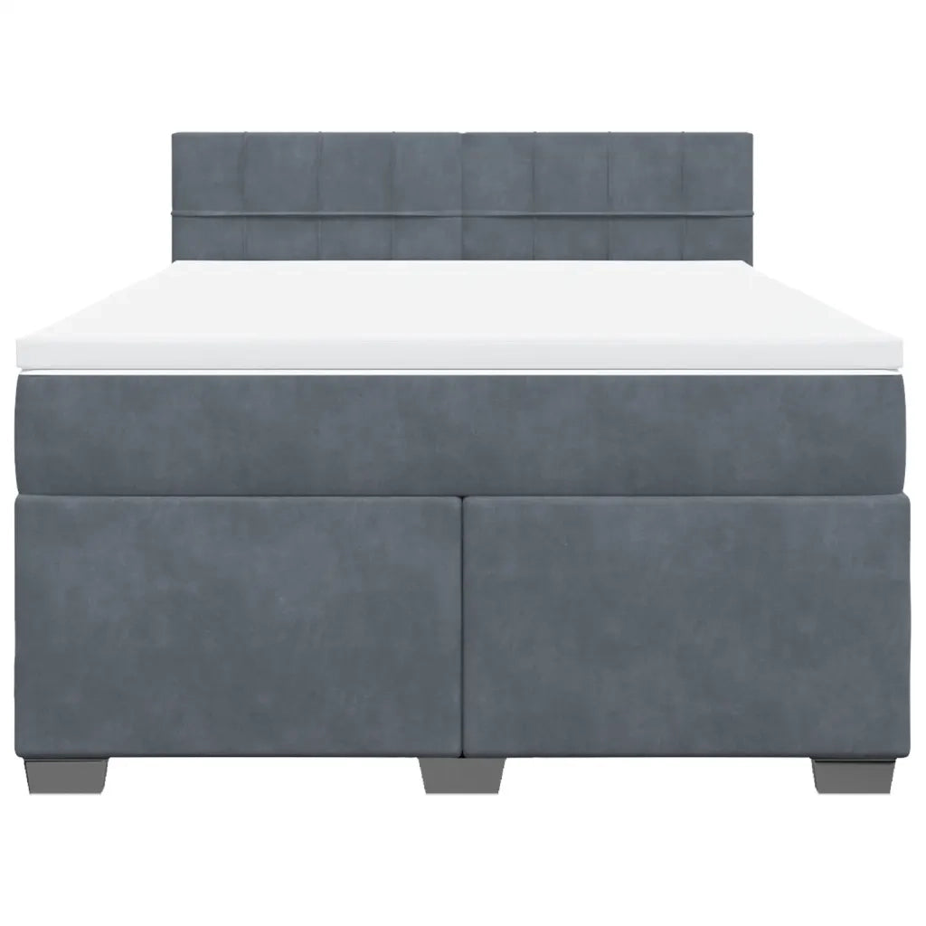 Giroletto a Molle con Materasso Grigio Scuro 140x200 cm Velluto