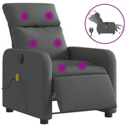 Poltrona | Sedia Relax Reclinabile Massaggio Elettrica Grigio Scuro Tessuto
