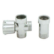RUBINETTO A VITE 3 VIE X LAVATRICE + DISTANZIATORE - OTTONE CROMATO 3/4MMF- 2 pezzi