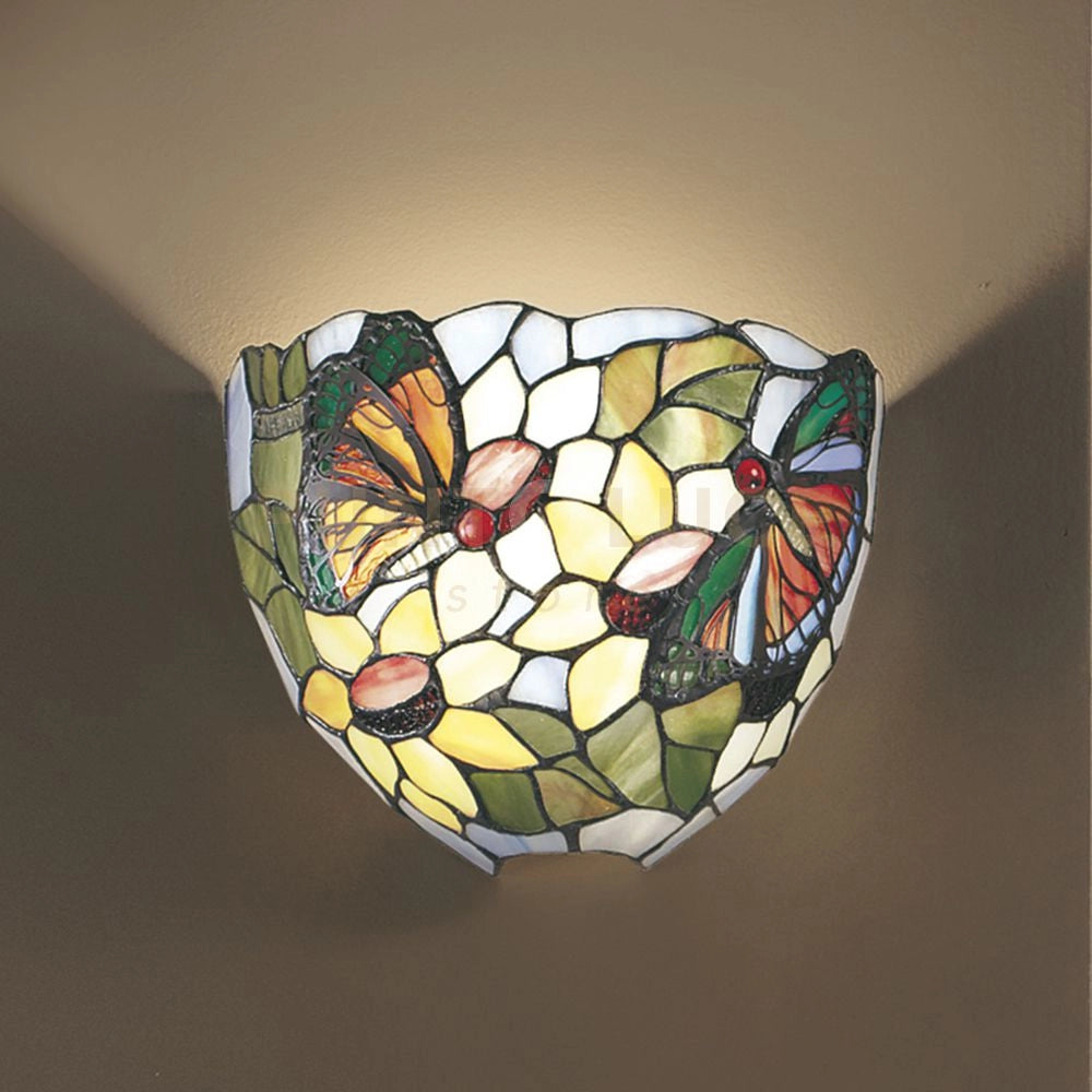 APPLIQUE CON PARALUME IN VETRO TIFFANY DECORATO SUNFLOWER 1 LUCE ATTACCO E27