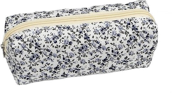 Etui universale con disegno di fiori - Adatto a tutti i generi - Porta chiavi - Tasca per trucco - Materiale: cotone/lino tela - Dimensioni: 19 x 8 x 6 cm