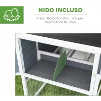 Pollaio per Galline con Casetta, Nido per Cova e Area Esterna, 214x101x 91.5cm, Grigio