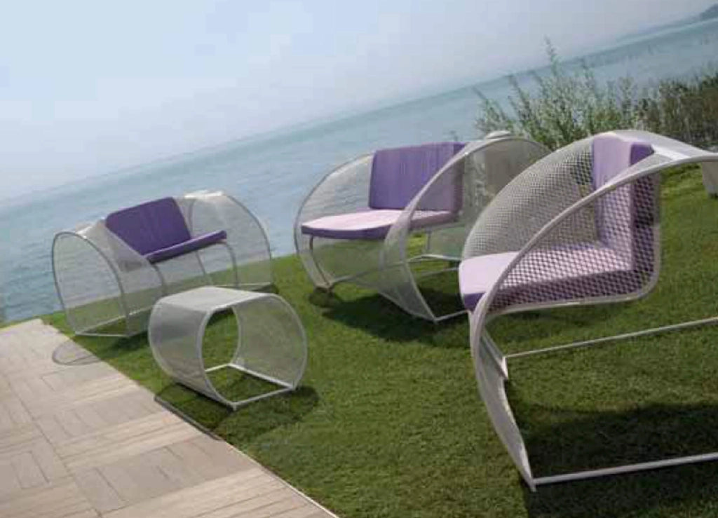 Set da Giardino Divano 2 Poltrone e Tavolino in rete Stirata Ranieri Mercury
