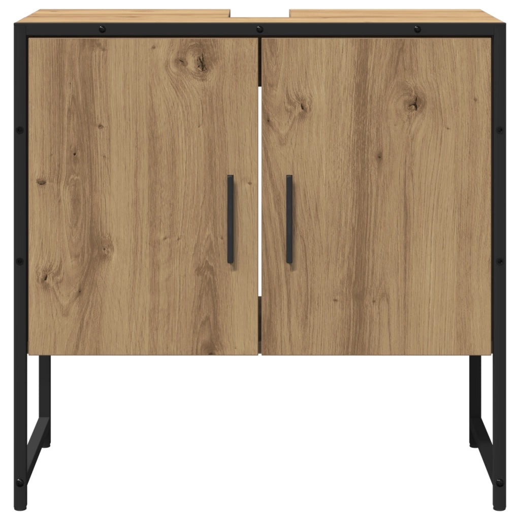 Set di mobile da bagno a 2 pezzi in legno ingegnerizzato rovere artisan
