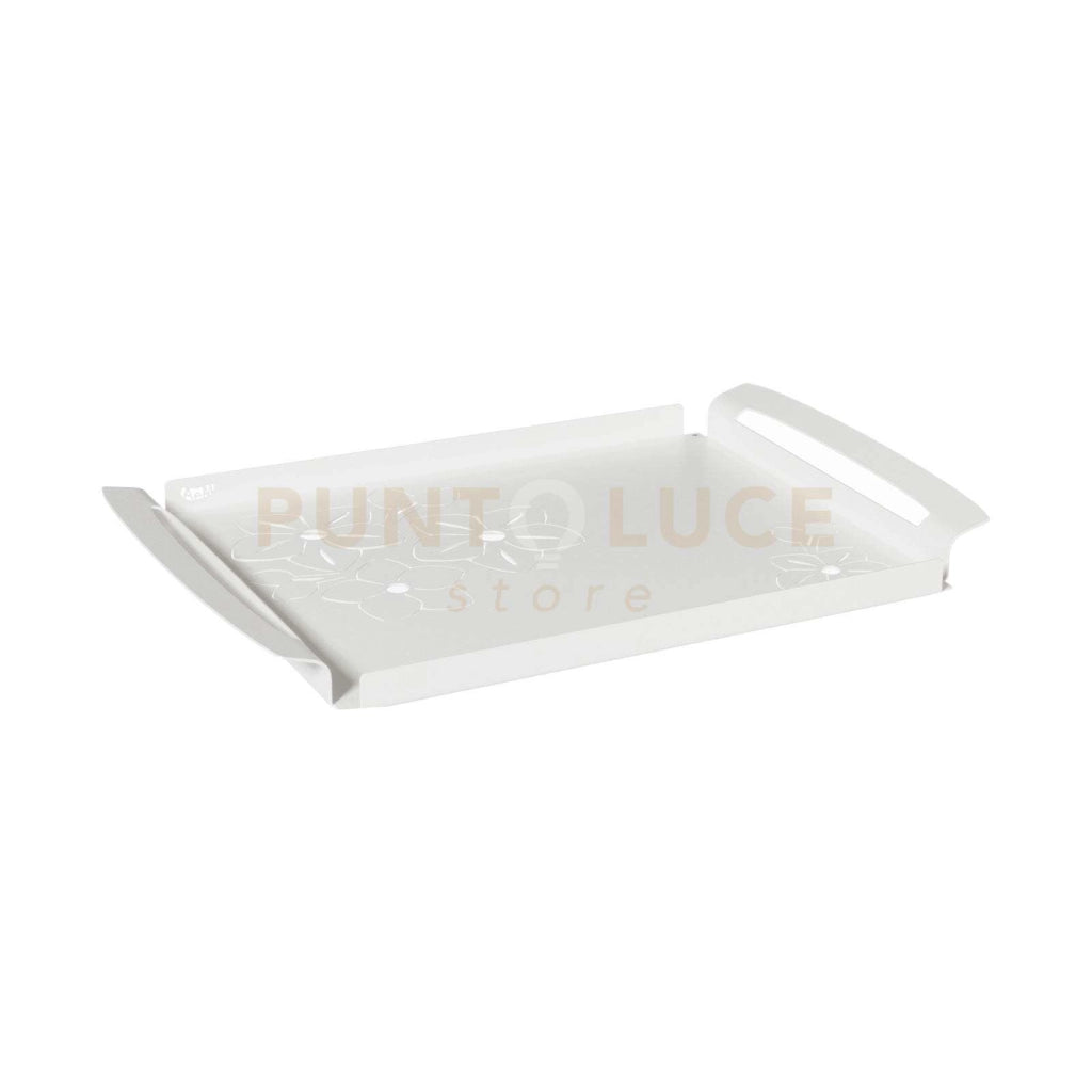 vassoio floreale di piccole dimensioni fior di loto Bianco marmo in Ferro 37x25cm