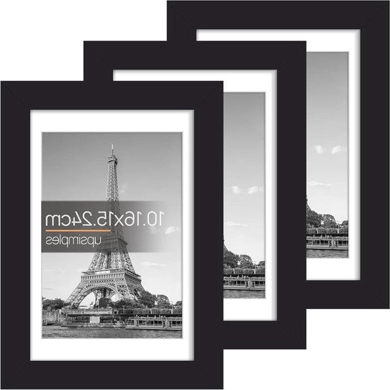 Fotolijsten Premium - Neri 15 x 10 cm - Set di 6 pezzi - Inclusa la base - Per esposizione su parete e tavolo
