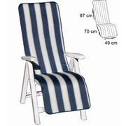 Trade Shop - Cuscino Coprisedia Sedia Sdraio Giardino Seduta Schienale Righe Blu 157x49cm -