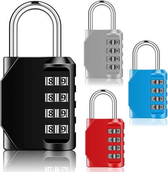 Combinazione a 4 cifre, chiusura a cifra, serratura con codice numerico per borse, scuola e palestra, codice numerico personalizzabile (nero, argento, rosso, blu, 4 digitale)