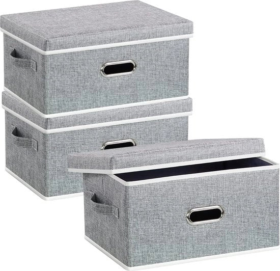 Scatola di archiviazione pieghevole con coperchio in tessuto, 20 litri, confezione da 3