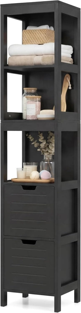 Mobile Lavatrice Salvaspazio Colonna Bagno, Armadietto Lavatrice Moderno Bianco, Scaffale Multiuso e Elegente, 144,5 x 30 x 30 cm