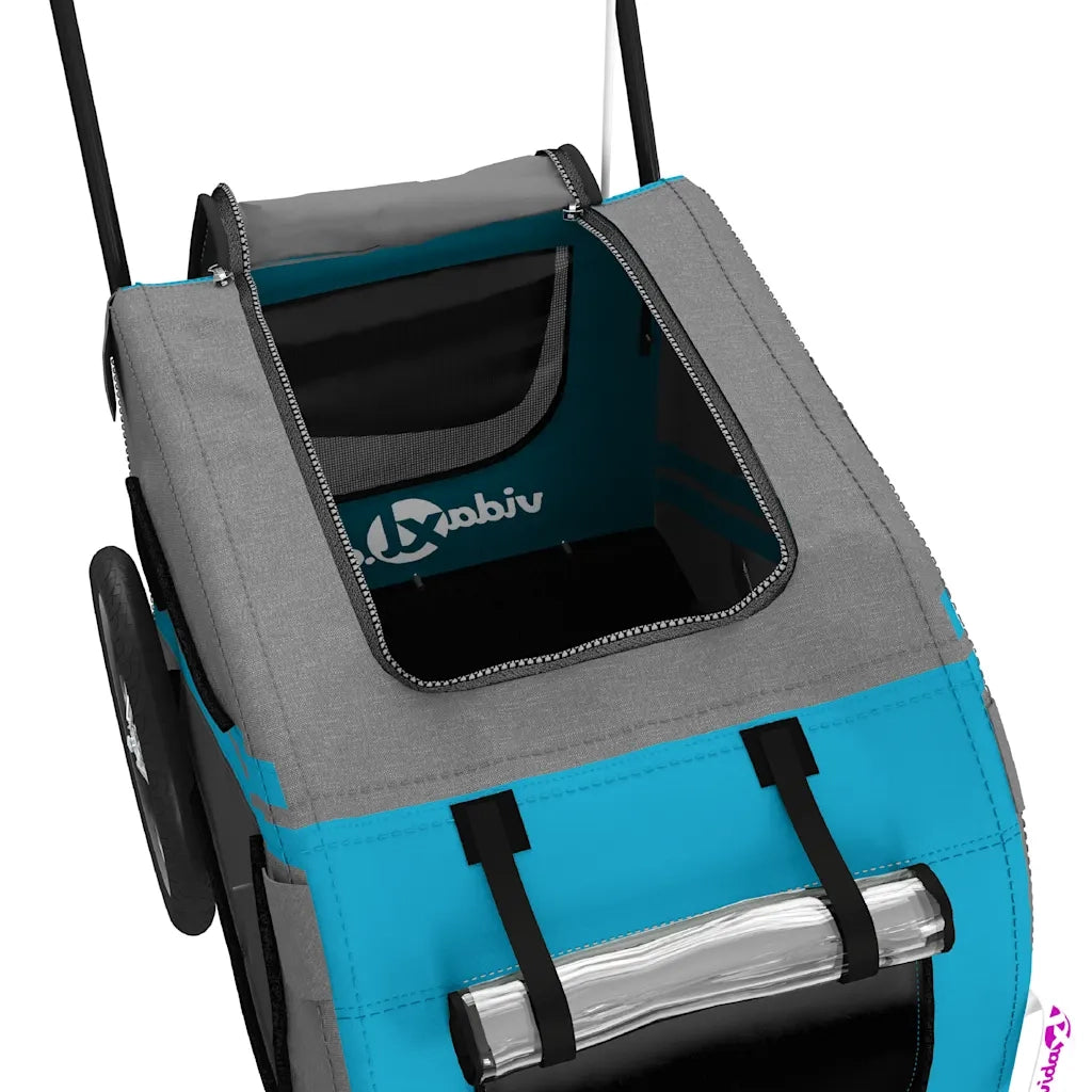 Rimorchio da Bici per Animali Blu e Grigio Oxford e Ferro CFW9470782
