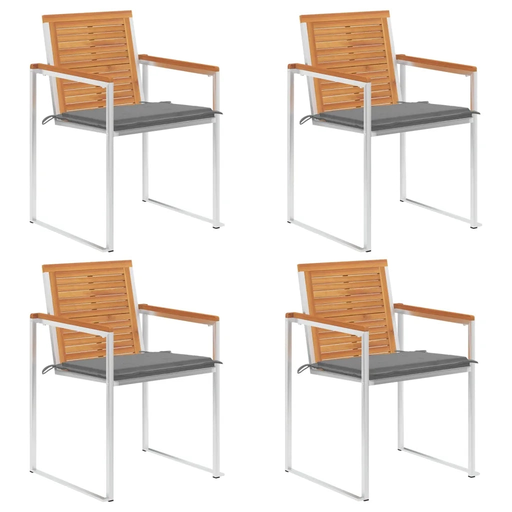 Sedie da Giardino con Cuscini 4 pz in Legno Massello di Acacia cod mxl 76272