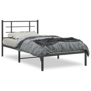 Letto singolo | Letto per adulti | Giroletto con Testiera in Metallo Nero 107x203 cm