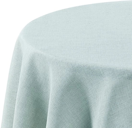 Tavolino con tovaglia acqua resistente, tovaglia da tavolo lavabile, tovaglia da tavolo con effetto loto, aspetto lino, tovaglie da tavolo, rotondo, 140cm, verde menta, 1 pezzo