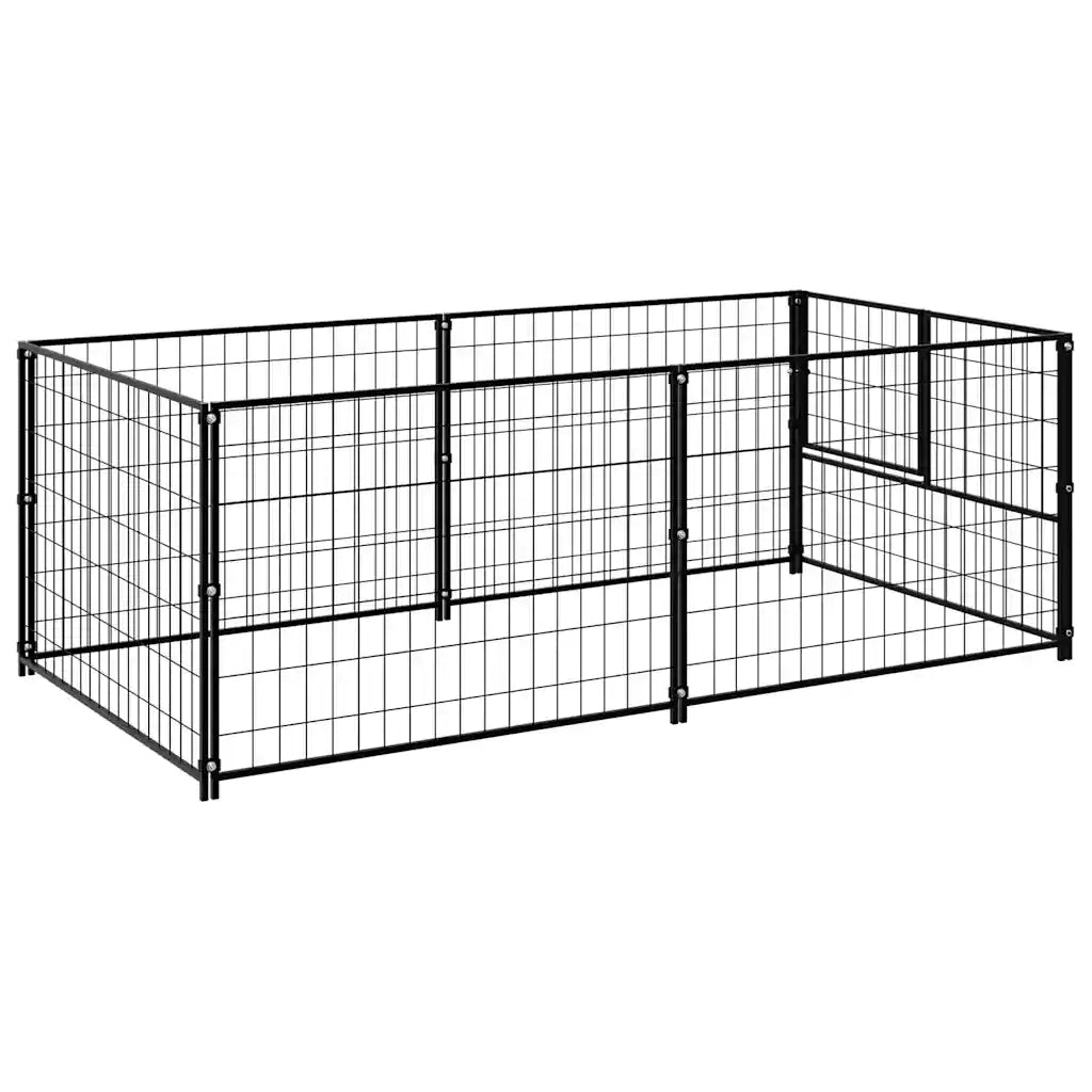 Gabbia per Cani Nera 200x100x70 cm in Acciaio