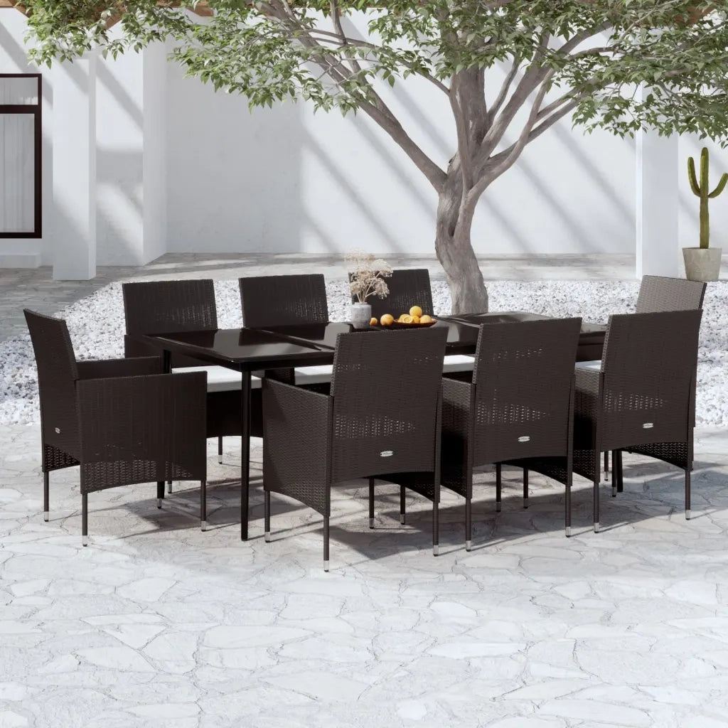Set da Pranzo per Giardino 9 pz con Cuscini Neri cod mxl 41967