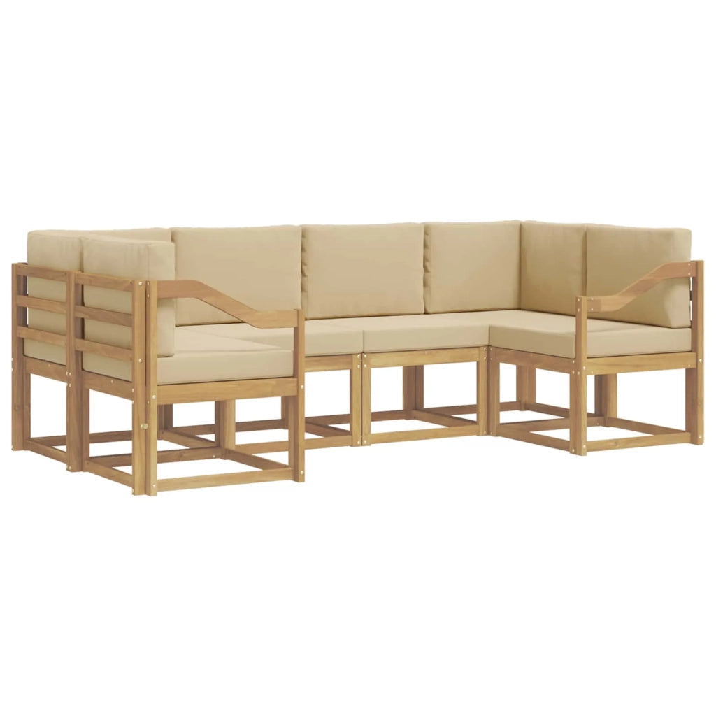 Set di divani da esterno con cuscino 6 pcs Bianco e Beige