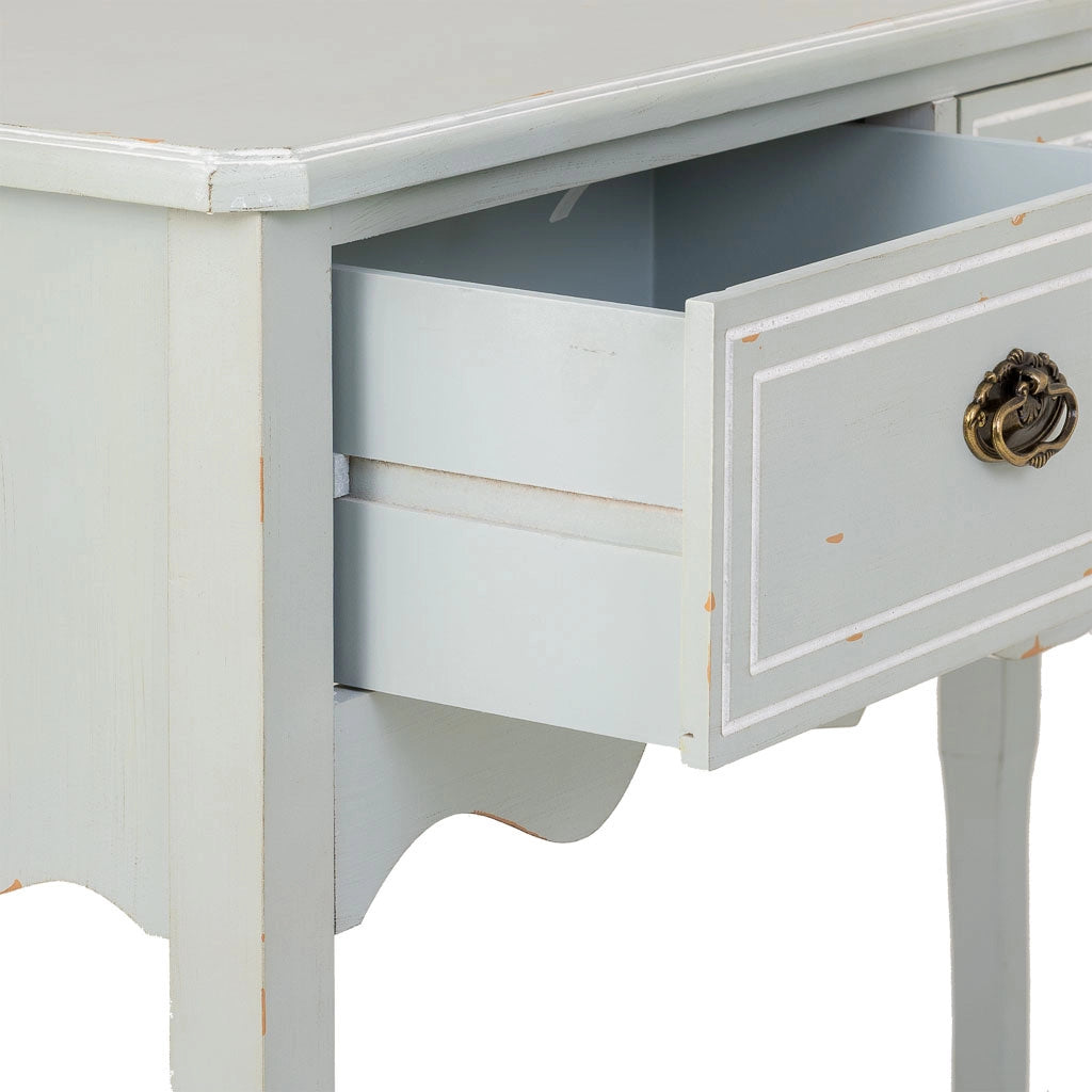 Tavolino da ingresso in legno con 3 cassetti 120x40x82,5