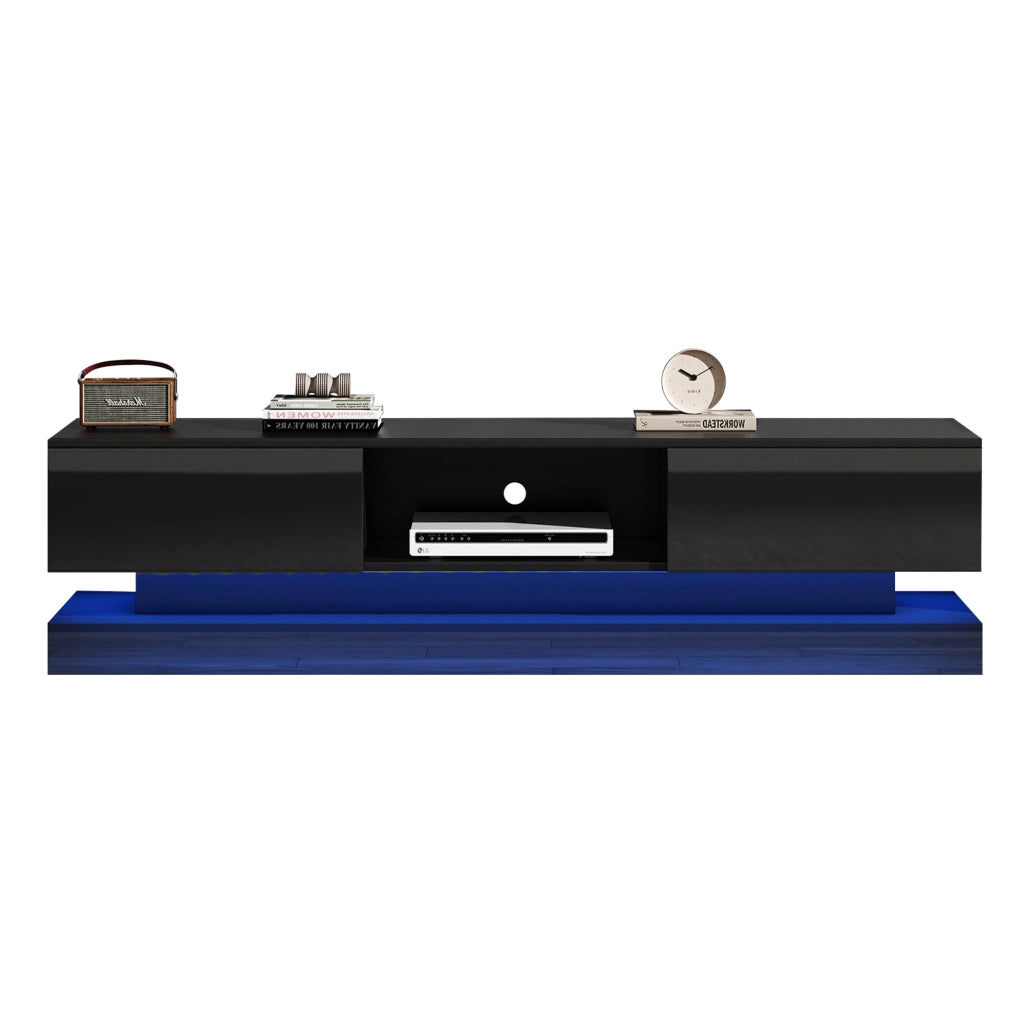 Mobile TV con 2 Cassetti e LED Controllato tramite App; Nero Lucido; 160??35??40;5 cm; in Pannelli Truciolari